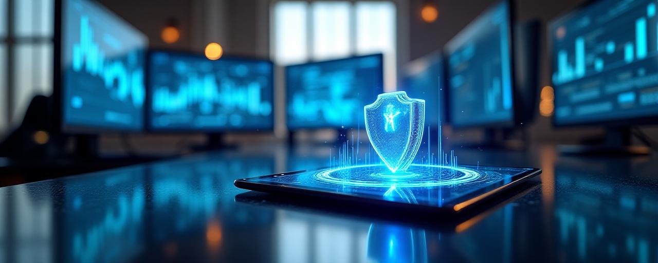 Secure digital environment showing professional data management